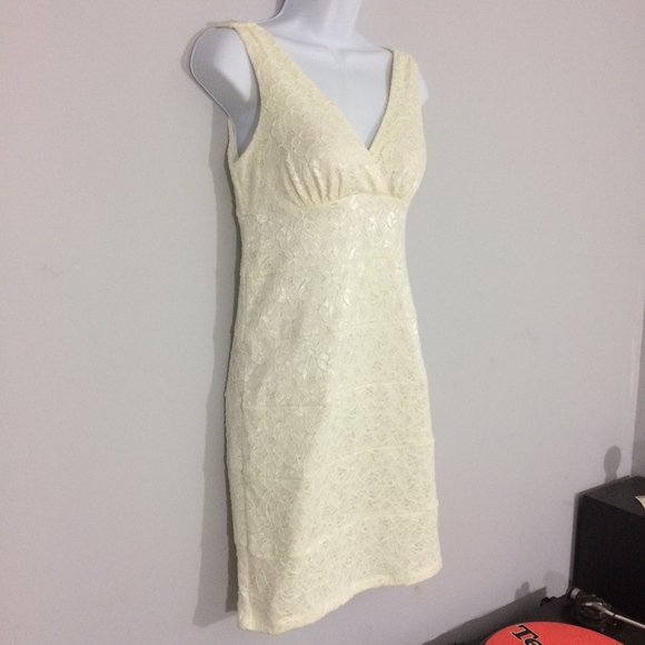 Valerie Bertinelli Sz 6 Ivory Floral Lace Dress - Picture 2 of 6